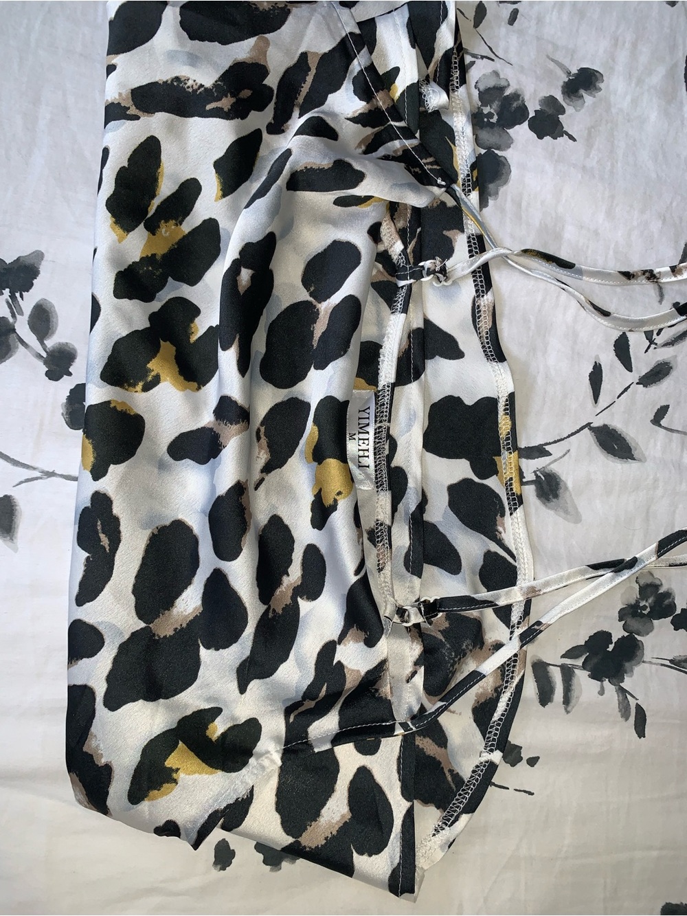 Leopard Print Satin Cami Top in Black, White & Gold